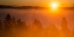 Misty Sunrise In Tuscany Stock Photo