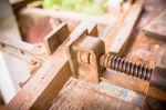 Joiner Tools On Wood Table Background Stock Photo