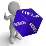 Help Question Answer Dice Showing Knowledge And Assistance Stock Photo