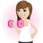 Cartoon Cute Girl With Dumbbell Stock Photo