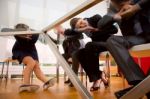 Overworked Business People In Meeting Stock Photo