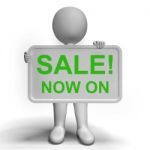 Sale Now On Message Board Shows Promotion Stock Photo