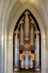 Interior View Of The Hallgrimskirkja Church In Reykjavik Stock Photo