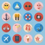 Summer Flat Icon Set Stock Photo