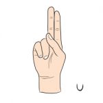 Sign Language And The Alphabet,the Letter U Stock Photo