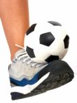 Soccer Ball Being Kicked Stock Photo