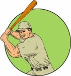 Baseball Player Batting Stance Circle Drawing Stock Photo