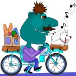 Whistling Bicycle Rider Stock Photo