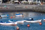 Boats Moored In San Juan Harbour Tenerife Stock Photo