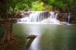 Huai Mae Khamin Waterfall. The Most Popular Places In Kanchanaburi Province, Thailand Stock Photo