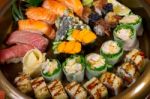 Fresh Sushi Choice Combination Assortment Selection Stock Photo