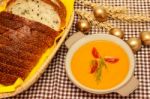 Salmon And Carrot Soup Stock Photo