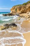 Landscape With Mountain Rocks And Sea Stock Photo