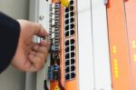 Fix Network Switch In Data Center Room Stock Photo