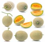 Melon, Cantaloupe Isolated On White Background Stock Photo