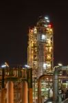 Petro And Chemical Plant - Night Scene Stock Photo