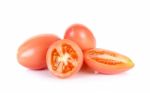 Cherry Tomatoes Isolated On The White Background Stock Photo