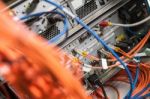 Fiber Optic With Servers In A Technology Data Center Stock Photo