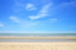 Empty Tropical Sea Beach With Some Cloud In Sunny Day Stock Photo