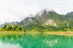 Beautiful Green River And Mountains Stock Photo