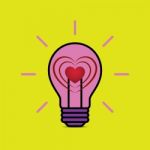 Heart Love Light Bulb Flat Design Icon  Illustration Stock Photo