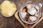 Iced Cola With Potato Chips Stock Photo