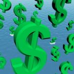 Dollar Signs Falling In Ocean Stock Photo