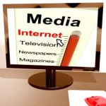 Internet Media Gauge Shows Marketing Online Stock Photo