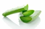 Aloe Vera Fresh Leaf. Isolated Over White Stock Photo