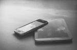 Mobile Phones With Black And White Stock Photo