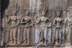 An Apsara In Angkor Wat, Cambodia Stock Photo