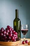 Red Wine On A Wooden Stock Photo