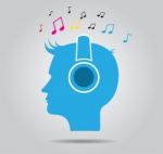 Man Listening To Music Icon Stock Photo