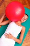 Physiotherapy Exercises With Bobath Ball Fitball Stock Photo