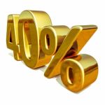 3d Gold 40 Forty Percent Discount Sign Stock Photo