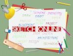 Sketch Online Means Internet Drawing And Design Stock Photo