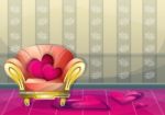 Cartoon  Illustration Interior Valentine Room With Separated Layers Stock Photo