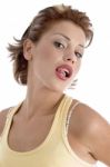 Lady Licking Her Lips Stock Photo