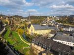 View Of Grund District In Luxembourg City, Luxembourg Stock Photo