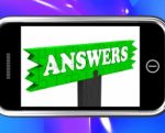 Answers Sign On Smartphone Shows Support Stock Photo