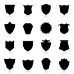 Shield Icon Set With Reflection.  Illustration Stock Photo