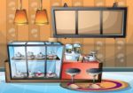 Cartoon  Illustration Interior Cafe Room With Separated Layers Stock Photo