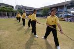 Bangkok, Thailand - Nov 2016: In The Nov 23, 2016. Youth Tug Of War, In Pieamsuwan Elementary School Stock Photo