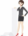 Businesswoman Is Holding A Presentation Paper Stock Photo