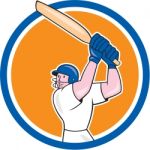 Cricket Player Batsman Batting Circle Cartoon Stock Photo