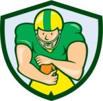 American Football Running Back Shield Cartoon Stock Photo