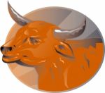 Angry Bull Head Retro Stock Photo