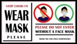 Wear Surgical Mask Sign And Symbol. Medical Mask. The Sign For Wearing Face Covering To Prevent The Spread Of Covid-19. Please Do Not Enter Without A Face Covering Stock Photo