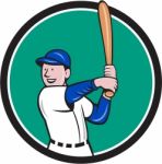 Baseball Player Batting Stance Circle Cartoon Stock Photo