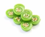 Group Of Green Multiple Scented Sesame Chinese Sweet On White Floor Stock Photo